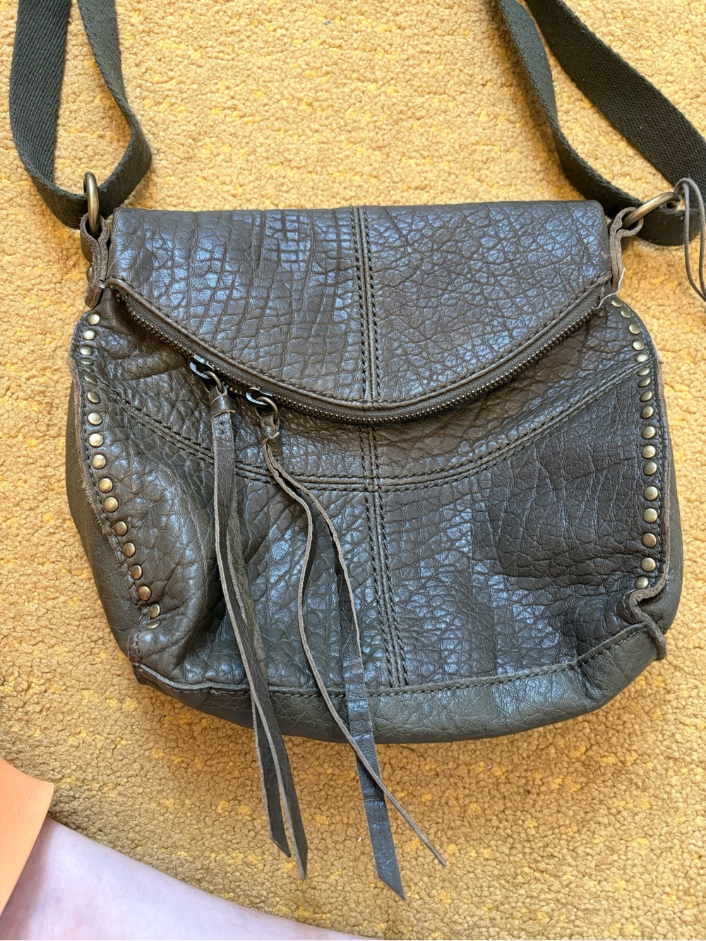 The Sak Womens Leather shoulder or Crossbody Bag in khaki-Brown